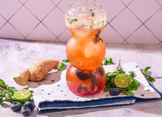 Blueberry Mule on a counter.