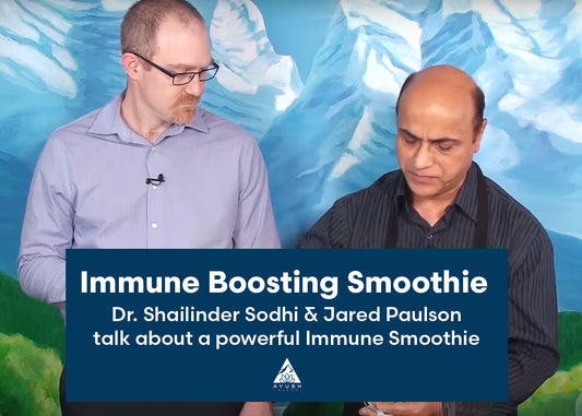 Two men engage in a discussion about the benefits of an immune-boosting smoothie, sharing ideas and insights.