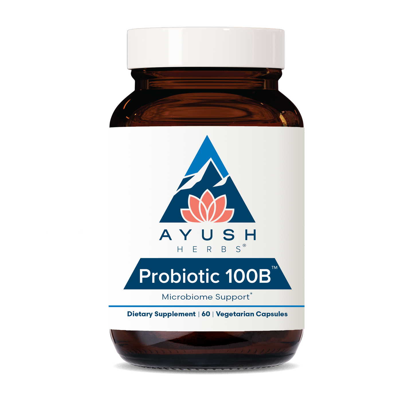 Probiotic 100B Bottle front by Ayush herbs herbal supplements