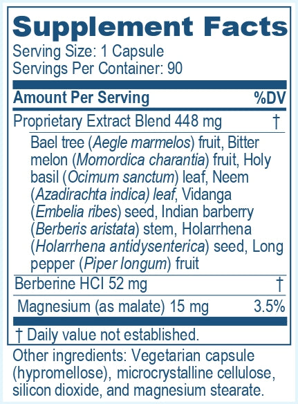 Supplement facts label with ingredients listed about AP Travel