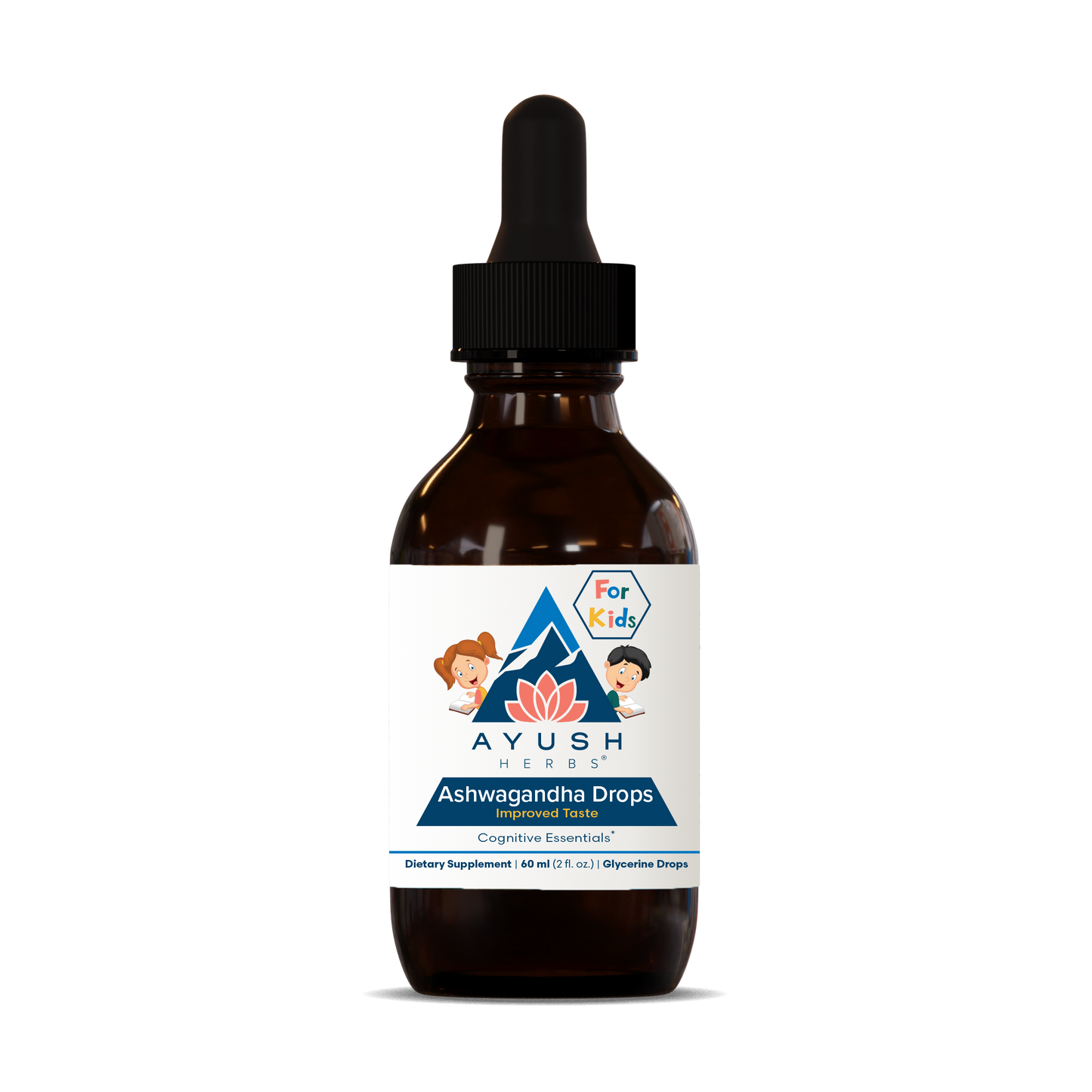 Ashwagandha Kids drops bottle front by Ayush herbs herbal supplements