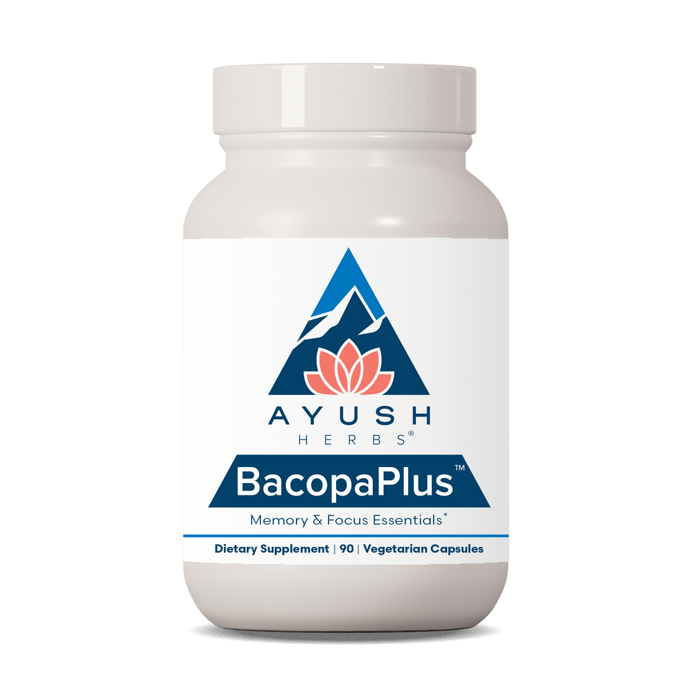 BacopaPlus bottle front by Ayush herbs herbal supplements