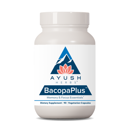 BacopaPlus bottle front by Ayush herbs herbal supplements