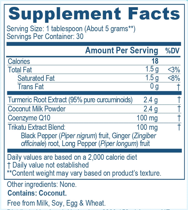 Supplement facts of CoCurmin, a product of Ayush Herbs
