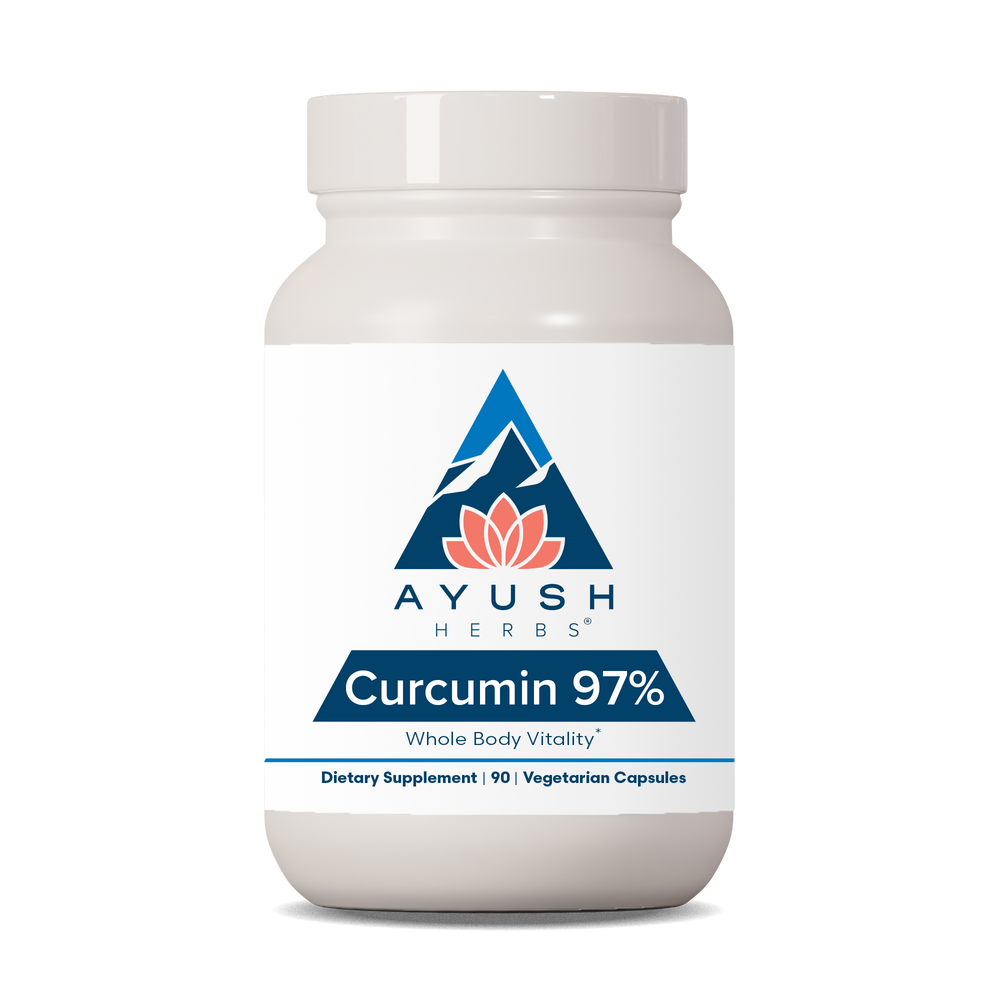 Curcumin 97 Bottle front by Ayush herbs herbal supplements
