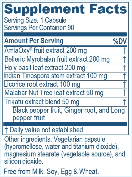Supplement Facts of Flucomune, a product of Ayush Herbs