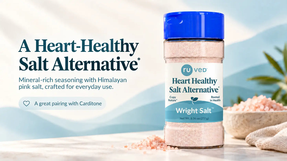 wright salt hero section image for promtion showcasing the product and text a heart healthy salt