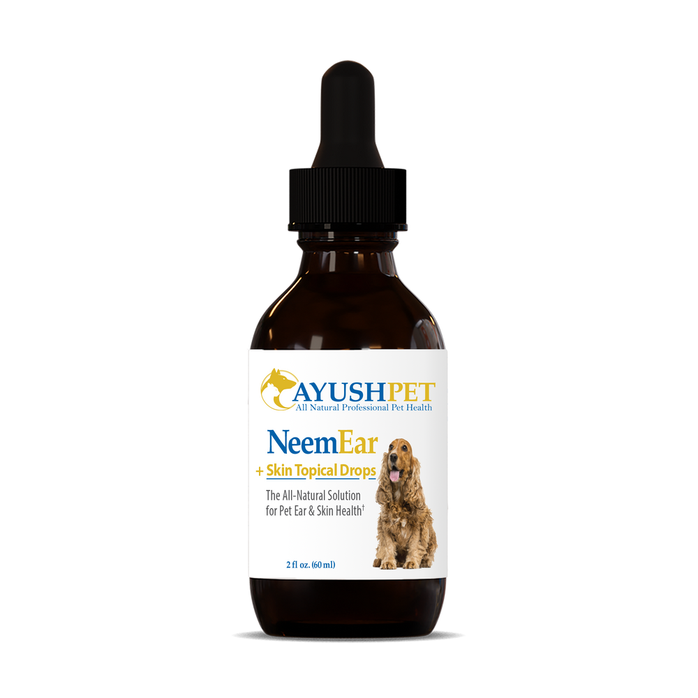 Neem Ear Drops Bottle front by Ayush Herbs Pet herbal supplements