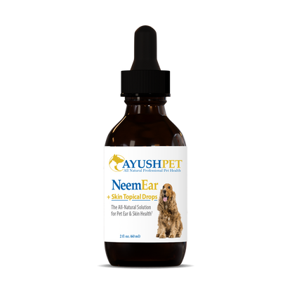 Neem Ear Drops Bottle front by Ayush Herbs Pet herbal supplements