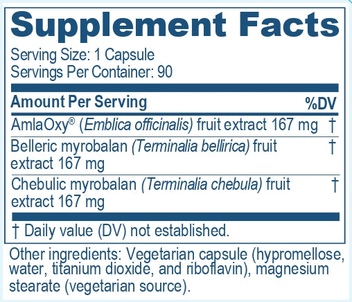 Supplement facts of Trifal, a supplement of Ayush Herbs