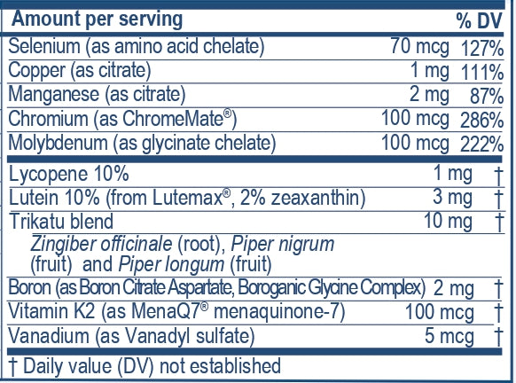 Supplement facts label with detailed nutritional information of Ayush Multi from Ayush Herbs